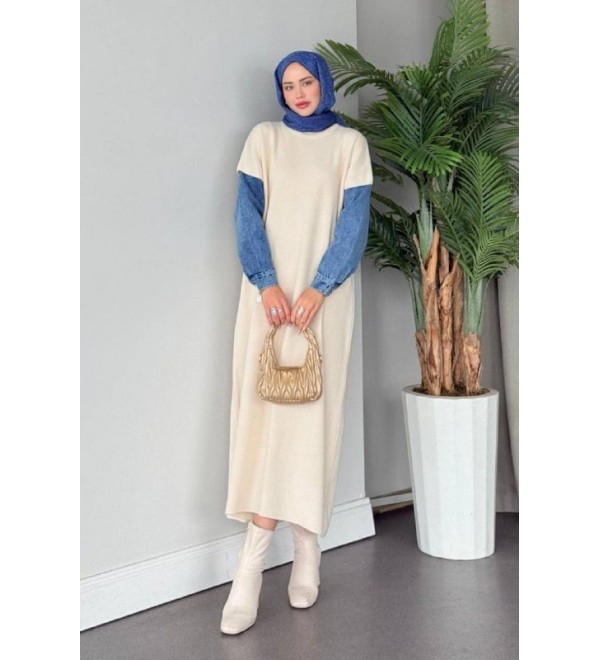 202728 GARNİLİ TESETTÜR DENİM GARNİLİ