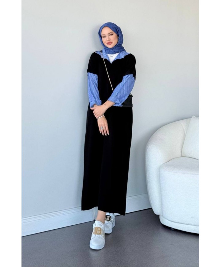 202729 GARNİLİ TESETTÜR ELBİSE