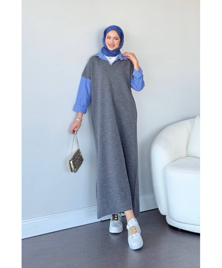 202730 GARNİLİ TESETTÜR ELBİSE