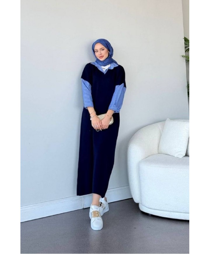 202733 GARNİLİ TESETTÜR ELBİSE