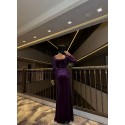 202776 PURPLE COCKTAİL DRESS VELVET
