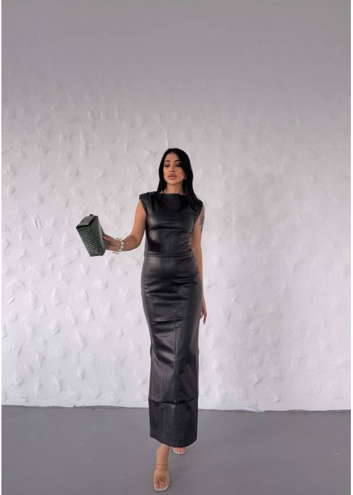 202792 SCHWARZ KLEID KUNSTLEDER