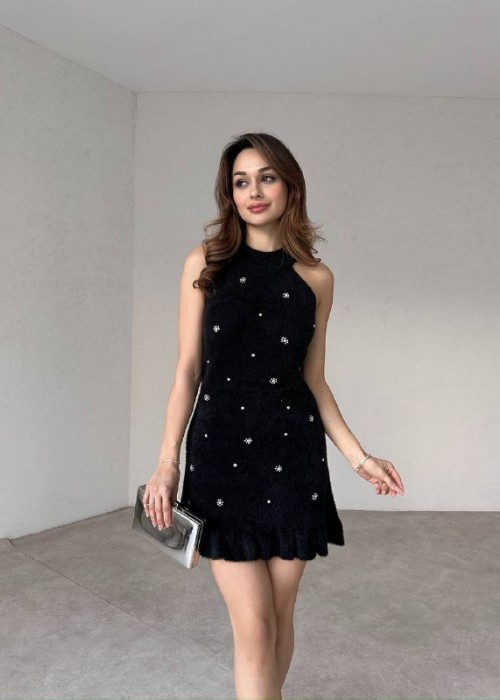202805 SCHWARZ KLEID STRICKWAREN