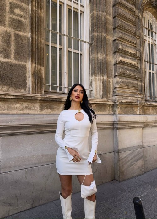 202811 WEISS KLEID ATLAS STOFF