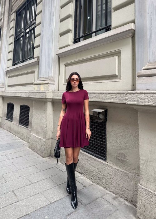 202827 BORDO KLEID Modal Stoff