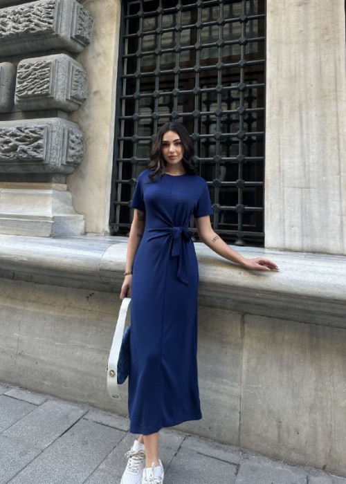202832 NAVY BLAU KLEID Modal Stoff