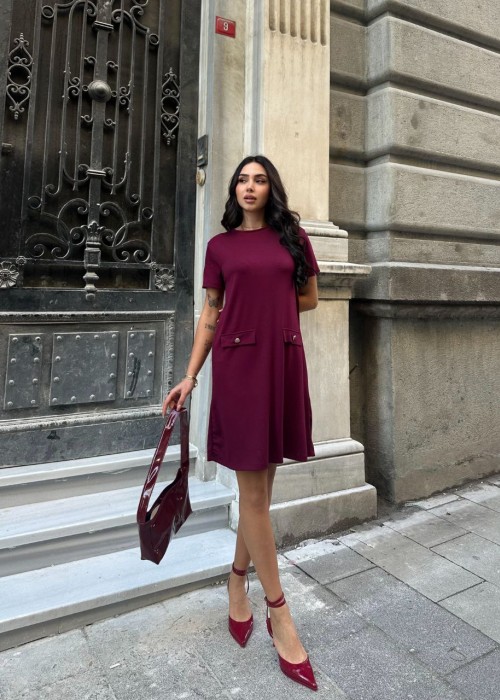202845 BORDO KLEID Modal Stoff