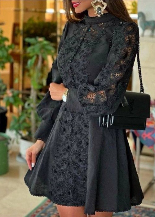 203013 SCHWARZ KLEID LEINENSTOFF