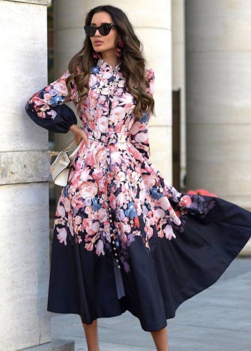 203019 GEMUSTERT KLEID Osmanischer Stoff