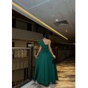 203031 GREEN COCKTAİL DRESS SCUBA FABRIC