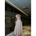 203034 BEIGE COCKTAİL DRESS SCUBA FABRIC