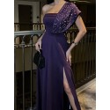 203035 PURPLE COCKTAİL DRESS SCUBA FABRIC