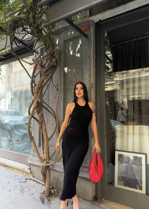 203052 SCHWARZ KLEID STRICKWAREN