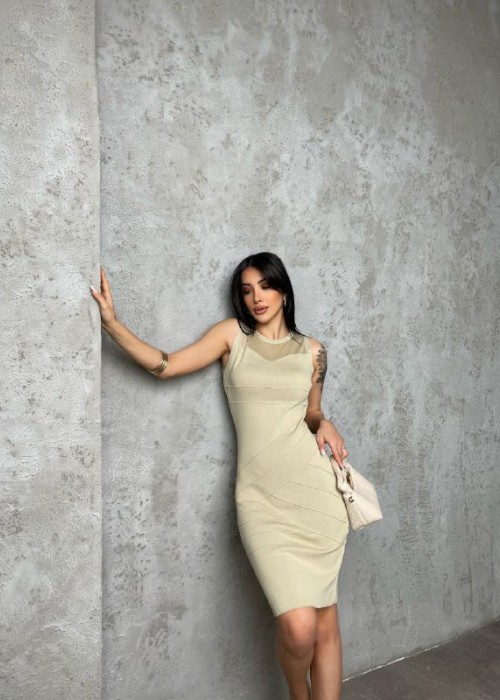 203069 BEIGE KLEID STRICKWAREN