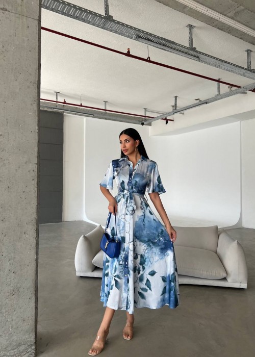 203189 GEMUSTERT KLEID SATINSTOFF