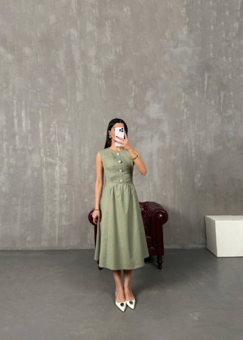 203357 GRÜN KLEID TENCEL STOFF