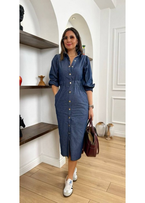 203362 BLAU KLEID TENCEL STOFF