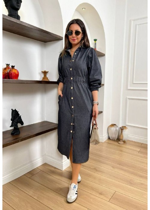 203363 DUNKELBLAU KLEID TENCEL STOFF