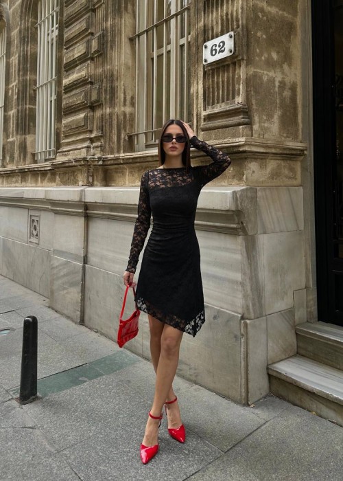 203427 SCHWARZ KLEID SPITZEN