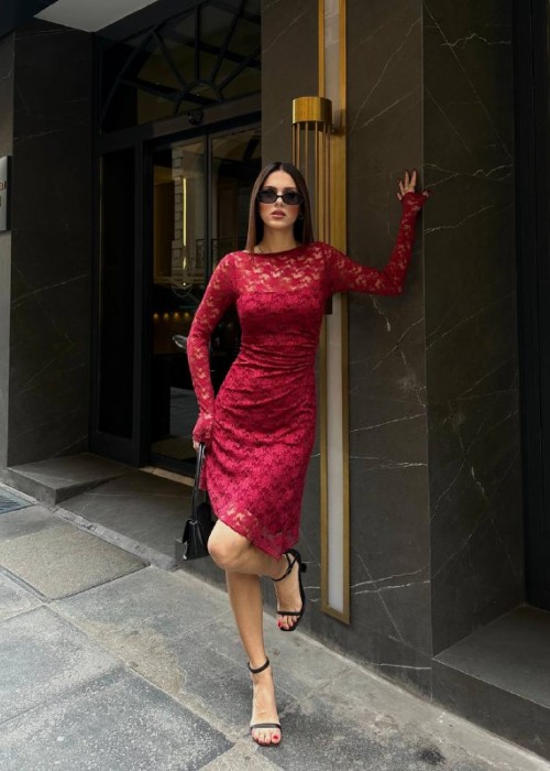 203428 BORDO KLEID SPITZEN