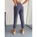 203781 NAVY BLUE TROUSERS LINEN FABRIC
