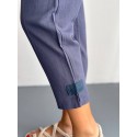 203781 NAVY BLUE TROUSERS LINEN FABRIC