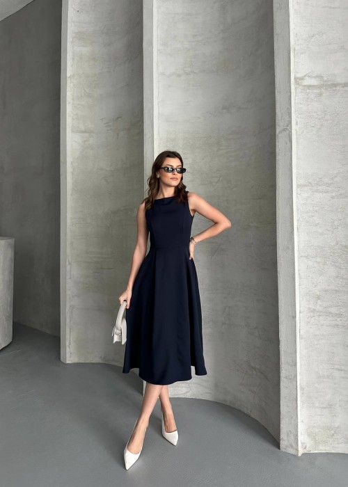 203833 NAVY BLAU KLEID Dabil-Stoff.