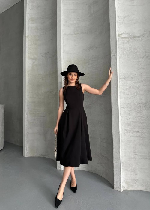 203836 SCHWARZ KLEID Dabil-Stoff.