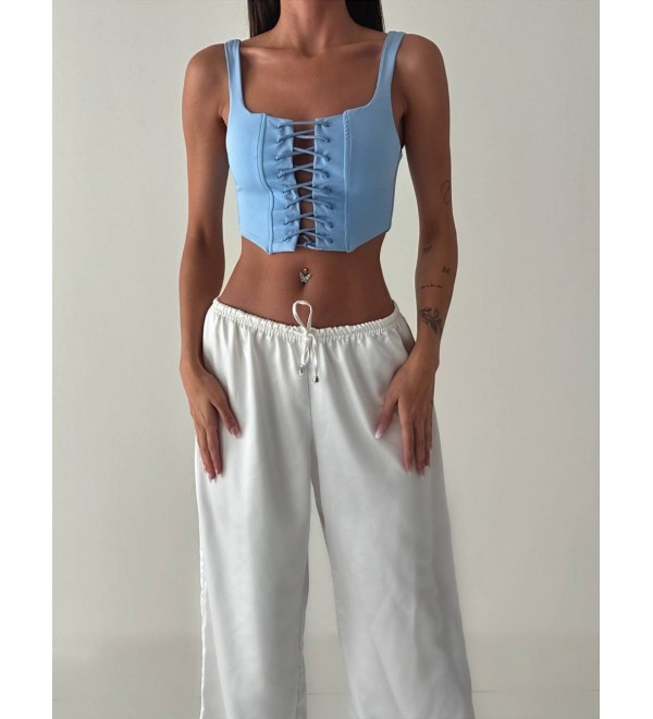 203911 BLUE BLOUSE CROP