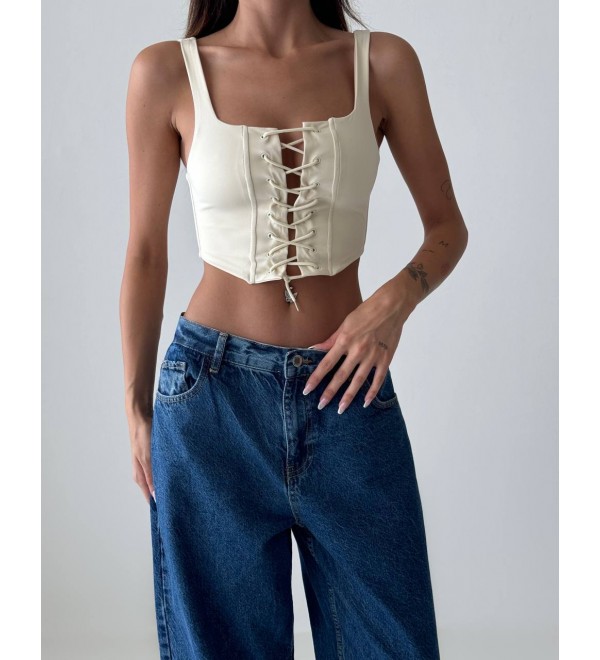 203912 CREAM BLOUSE CROP