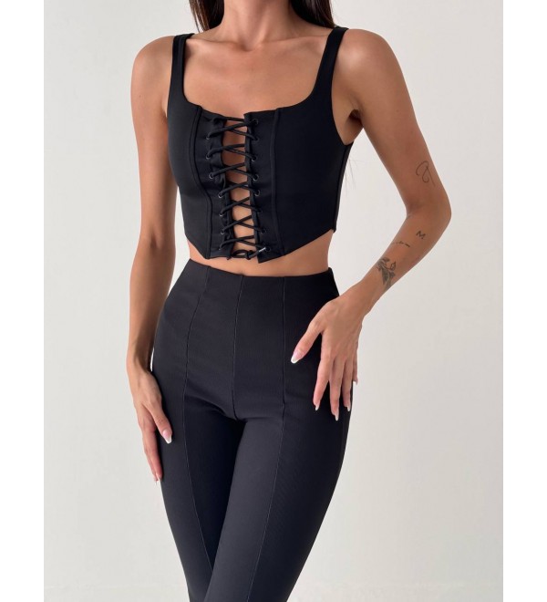 203913 BLACK BLOUSE CROP