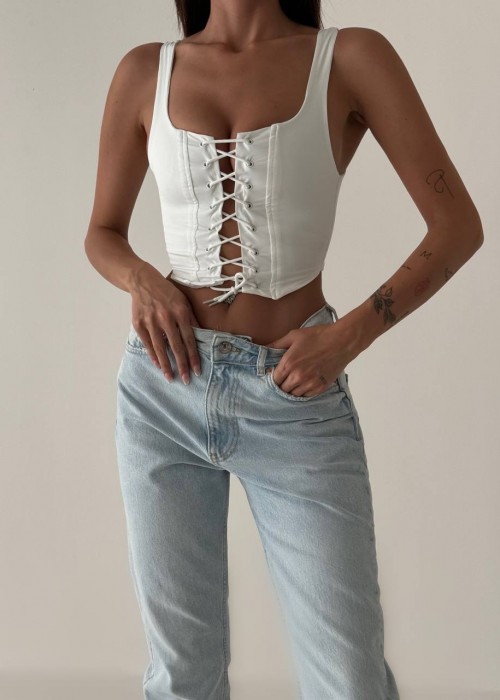 203914 BEYAZ BLUZ CROP