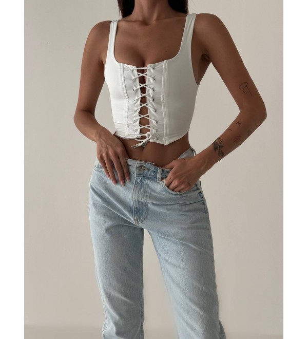 203914 WHITE BLOUSE CROP