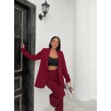 203939 BORDO SUİT KURDELE DÜĞMELİ