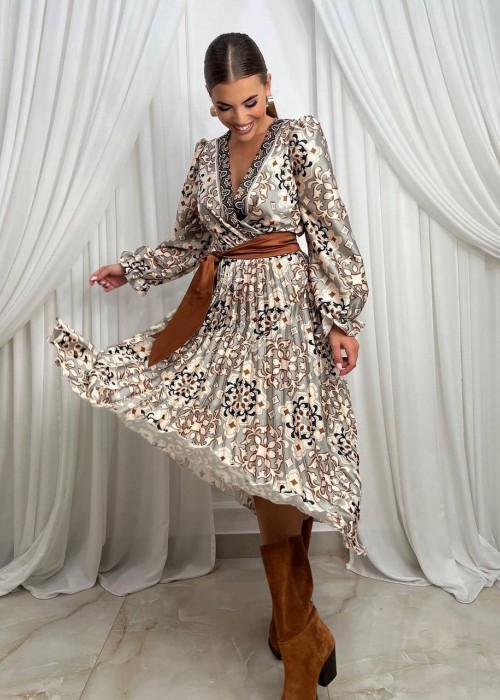 203992 GEMUSTERT KLEID SATINSTOFF