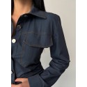 204020 NAVY BLAU KLEID TENCEL STOFF