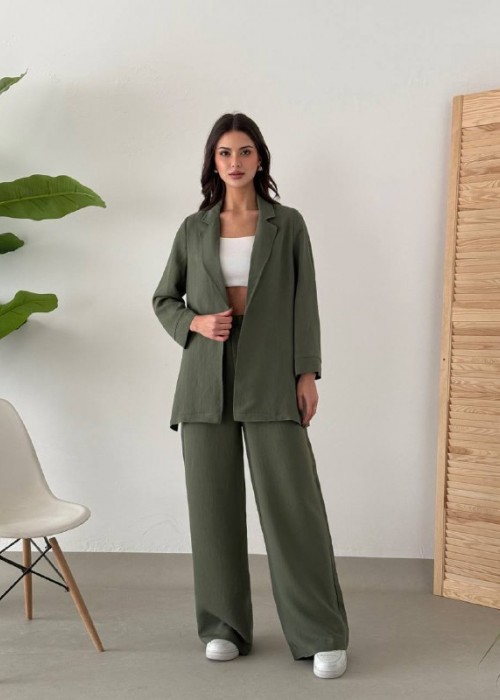 204022 KHAKI SUİT TENCEL FABRIC