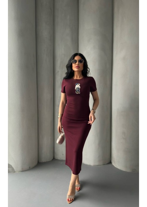204101 BORDO KLEID Modal Stoff