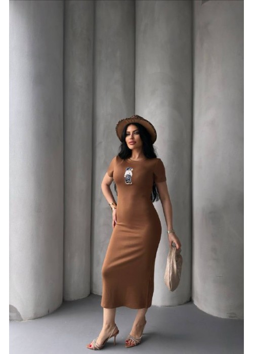 204102 KAFFEE KLEID Modal Stoff