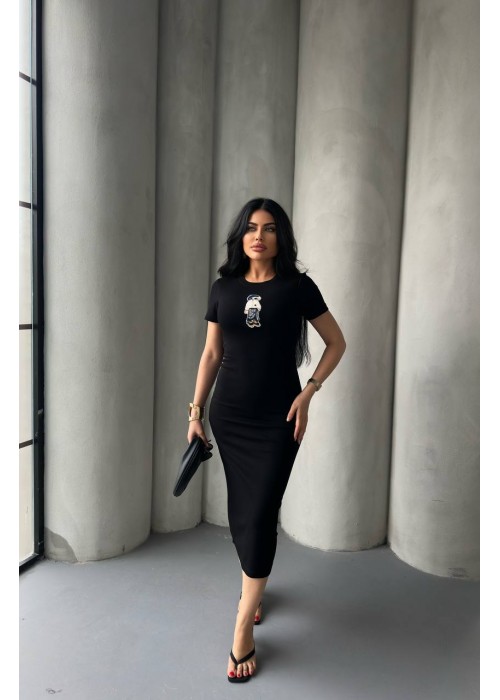 204103 SCHWARZ KLEID Modal Stoff