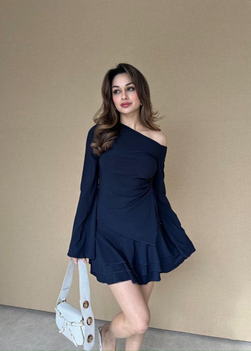 204109 NAVY BLAU KLEID Sandstrahl