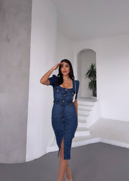204136 NAVY BLAU KLEID Denim
