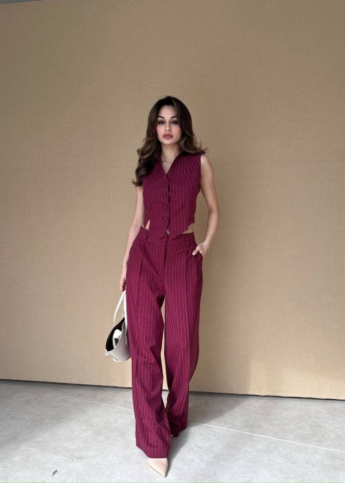 204139 BORDO SUİT ATLAS FABRIC