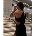 204241 BLACK COCKTAİL DRESS LİKRALI KUMAŞ