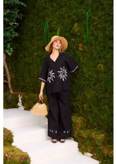 204300 BLACK SUİT Muslin Fabric Design