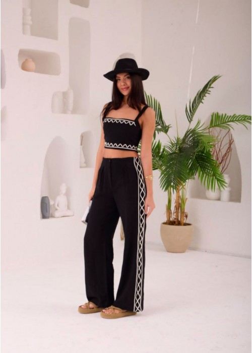 204316 BLACK SUİT EMBROIDERY DETAILED