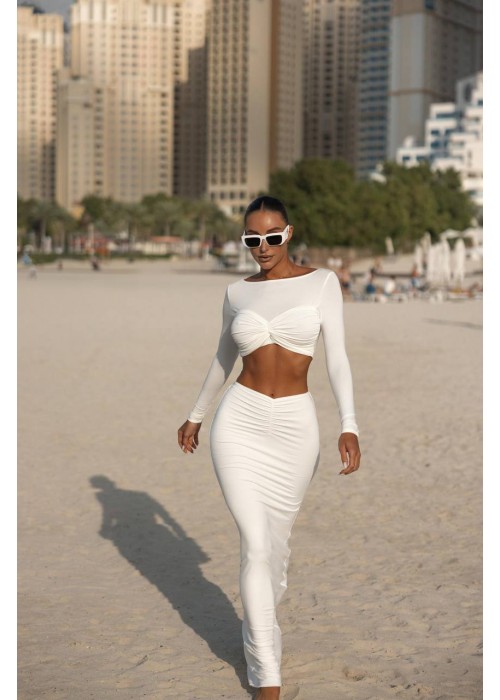 204342 WHITE SUİT SANDY FABRİC