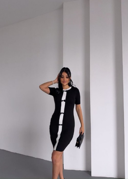 204545 SCHWARZ KLEID STRICKWAREN