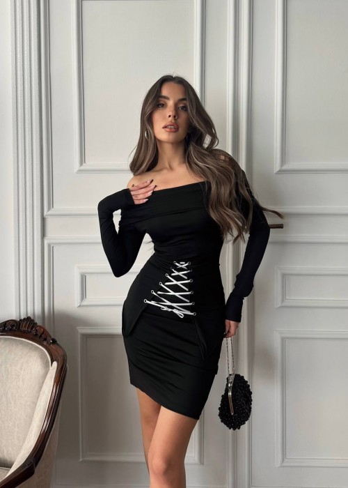 204550 SCHWARZ KLEID Tauchergewebe
