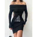 204550 SCHWARZ KLEID Tauchergewebe
